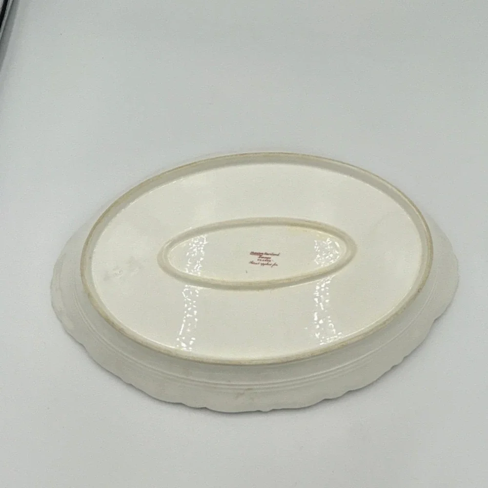 Haviland Limoges France H484 Floral Oval Porcelain Platter White Pink Gold